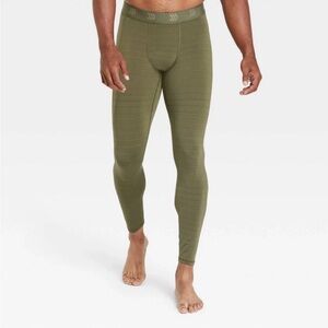 All Motion Mens Cold Weather Tights Thermal Pants Green Stretch Long Johns NWT